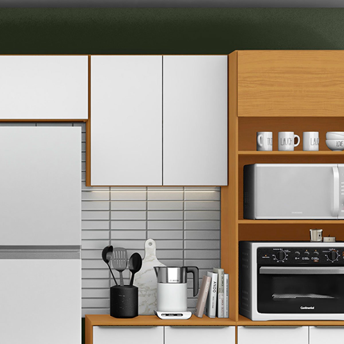 Armário Aéreo 70cm 2 Portas 100% MDF Luna Cinamomo/Branco