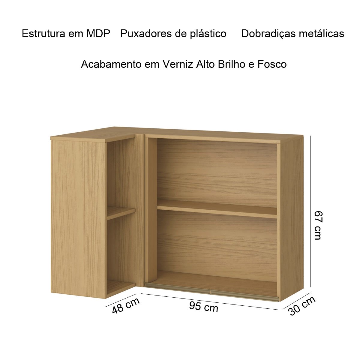 Armário Aéreo de Canto para Cozinha 2 Portas Nevasca