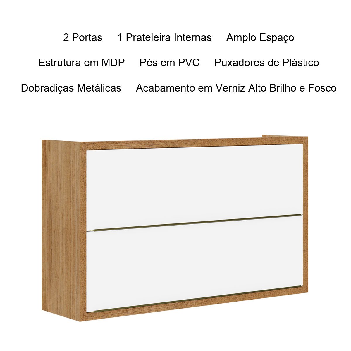 Armário Aéreo para Cozinha 2 Portas 1 Prateleira Opala