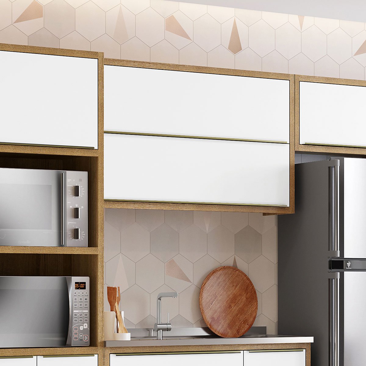 Armário Aéreo para Cozinha 2 Portas 1 Prateleira Opala