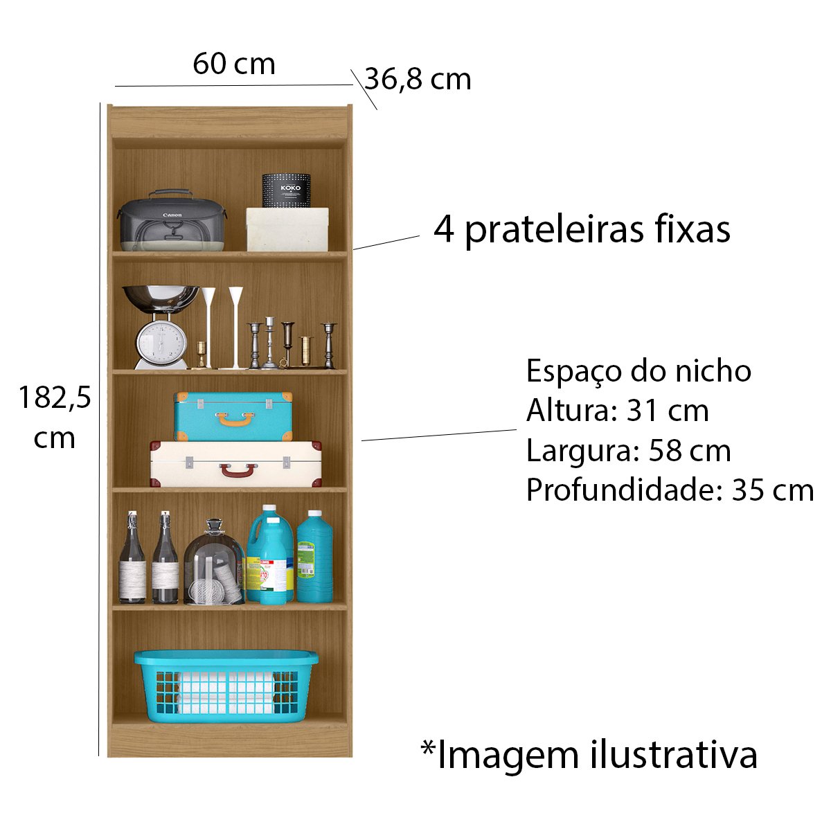Armário Multiuso 2 Portas 4 Prateleiras