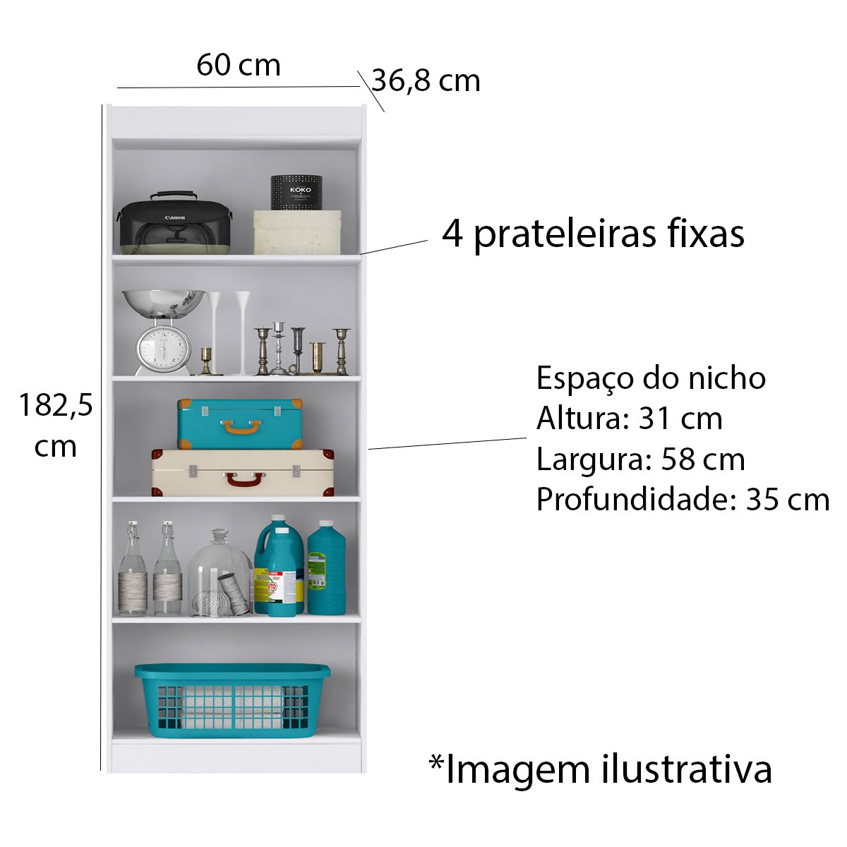 Armário Multiuso 2 Portas 4 Prateleiras