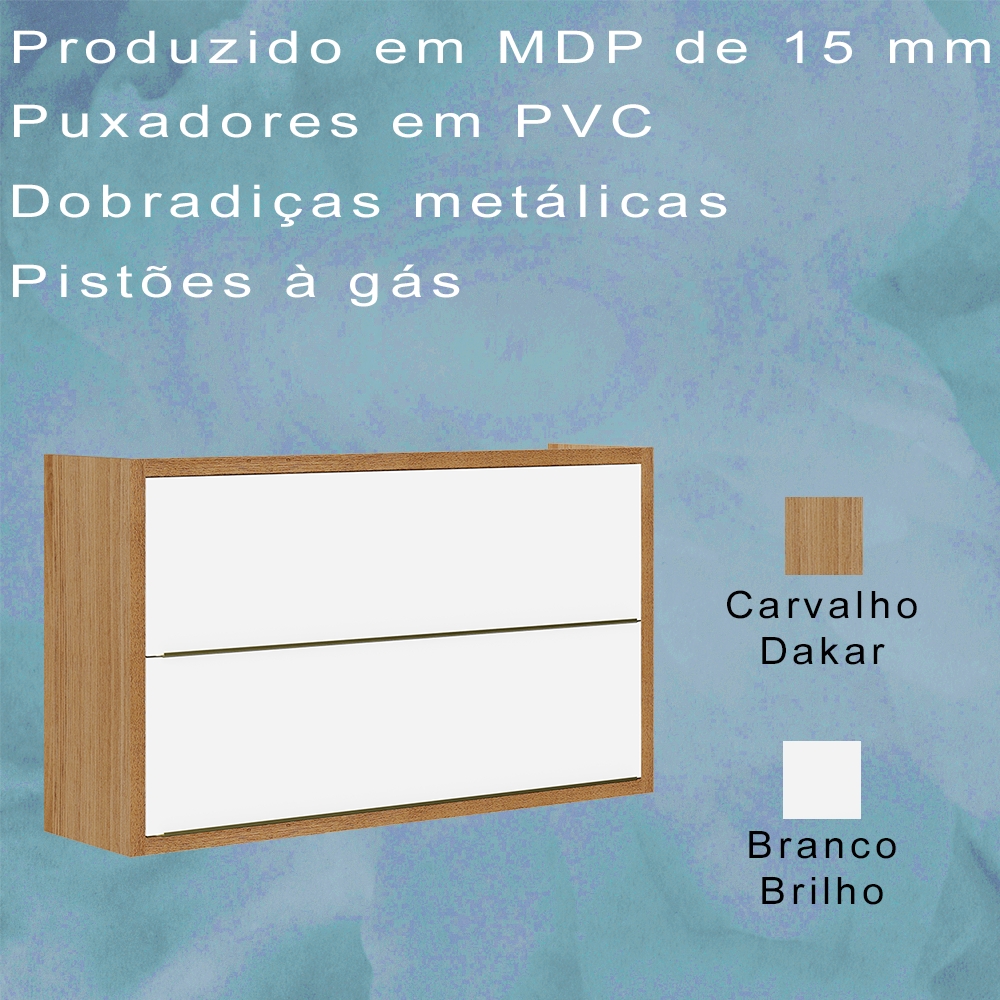 Armario Aereo 2 Portas Basculante Carv Dakar Branco ARMoveis
