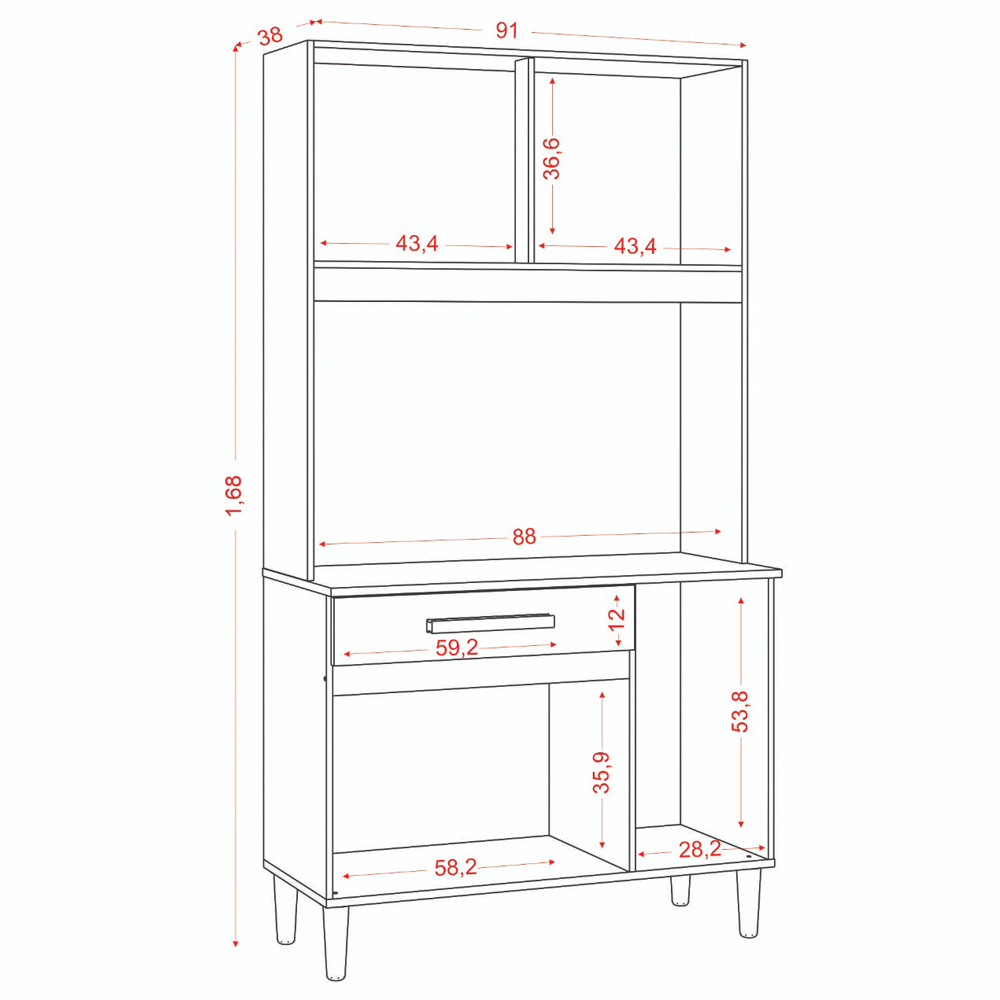 Armario Kit Cozinha 04 Portas 01 Gaveta Atacama Off White ARMoveis
