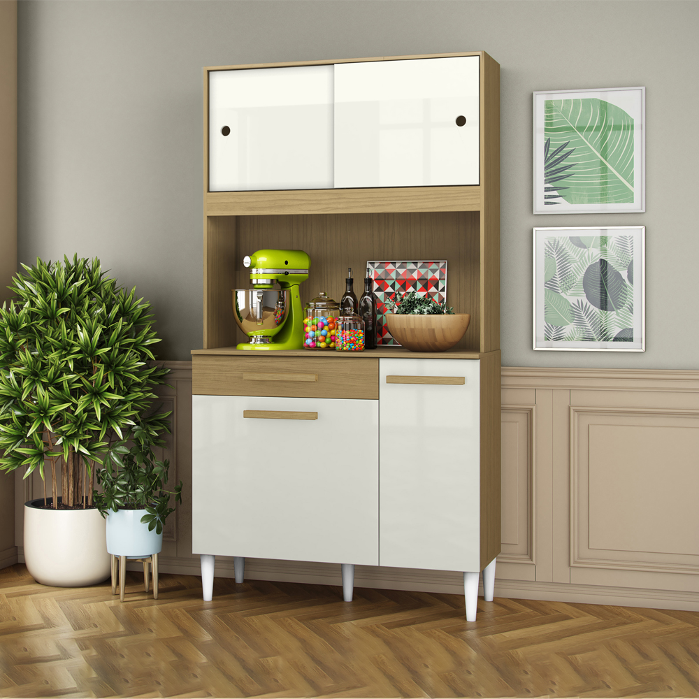 Armario Kit Cozinha 04 Portas 01 Gaveta Atacama Off White ARMoveis