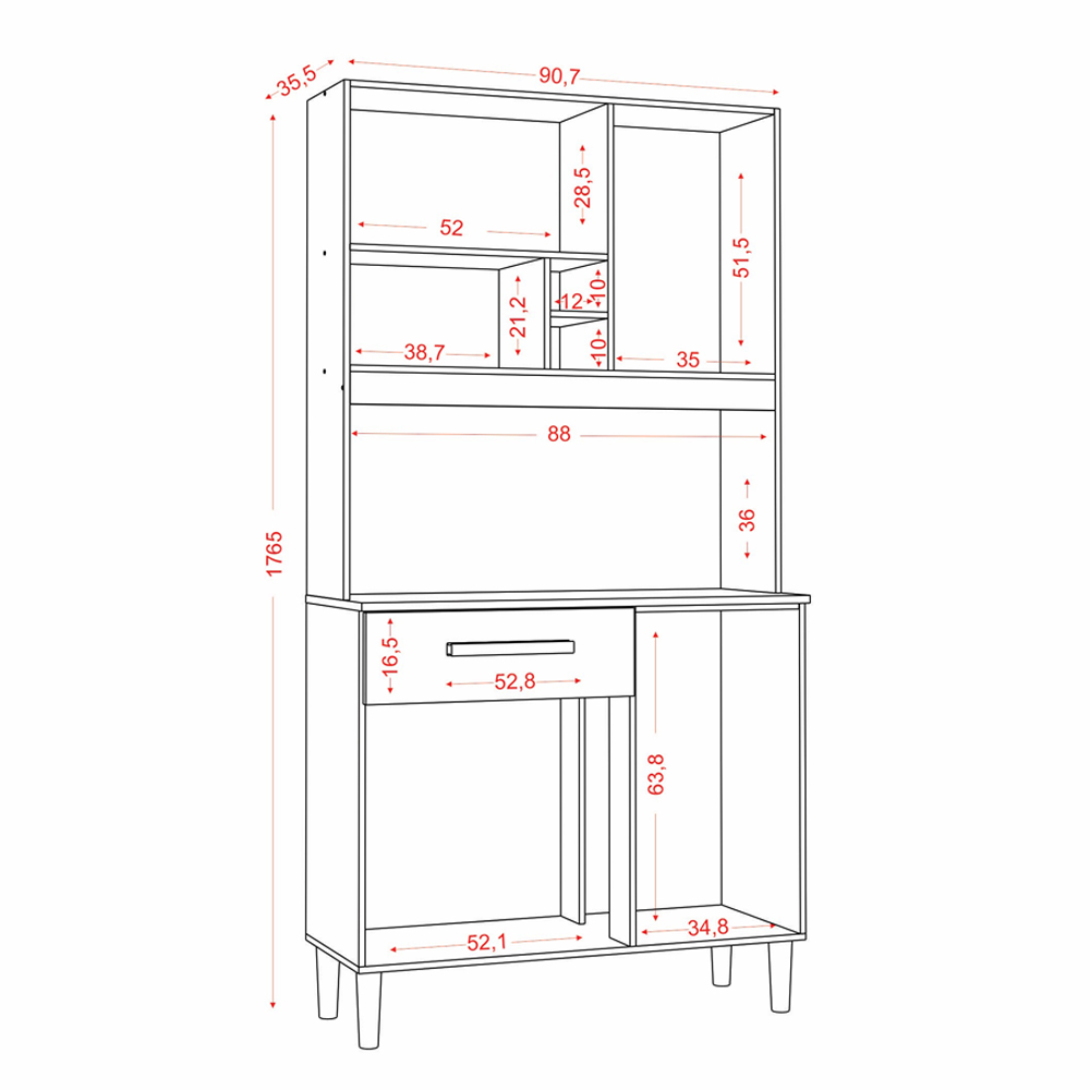 Armario Kit Cozinha 4 Portas 1 Gaveta Atacama OFF White ARMoveis