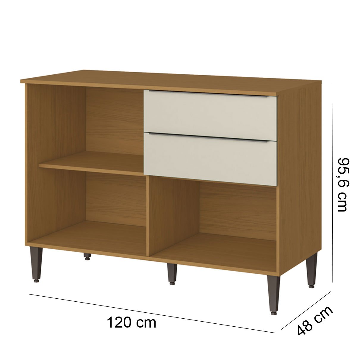 Balcão 1,20 cm para Cozinha 3 Portas 2 Gavetas Raiar