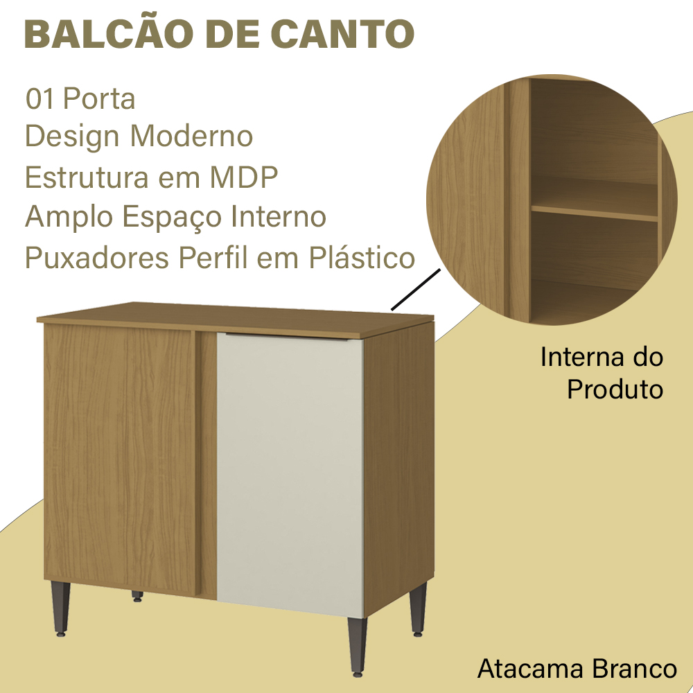 Balcão Canto Reto 01 Porta 2005803 Atacama Branco ARMoveis