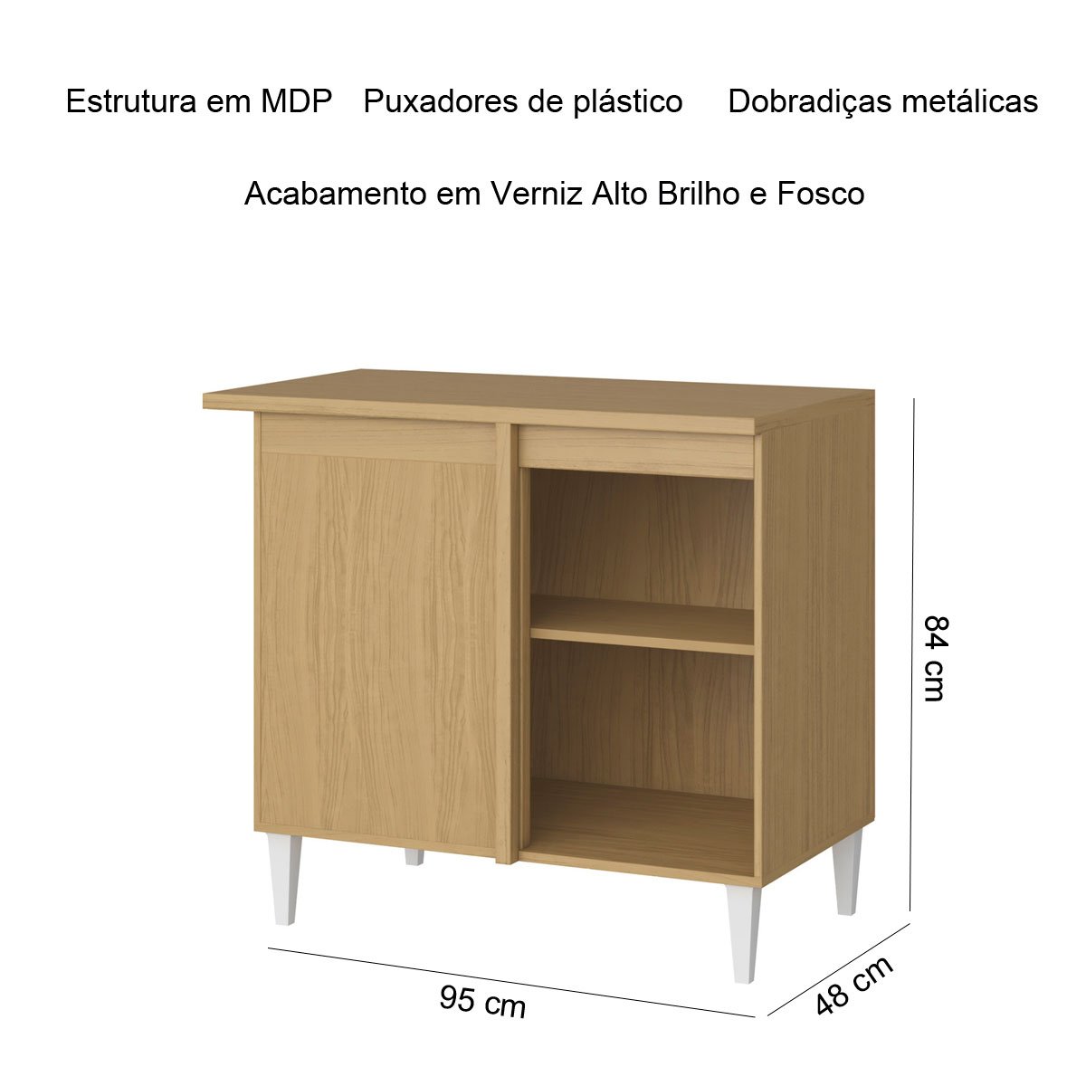 Balcão de Canto para Cozinha 2 Portas Nevasca