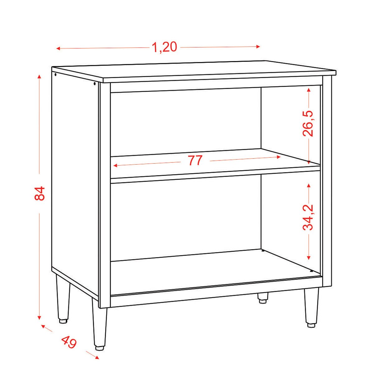 Balcão de Cozinha 80 cm 2 Portas Opala