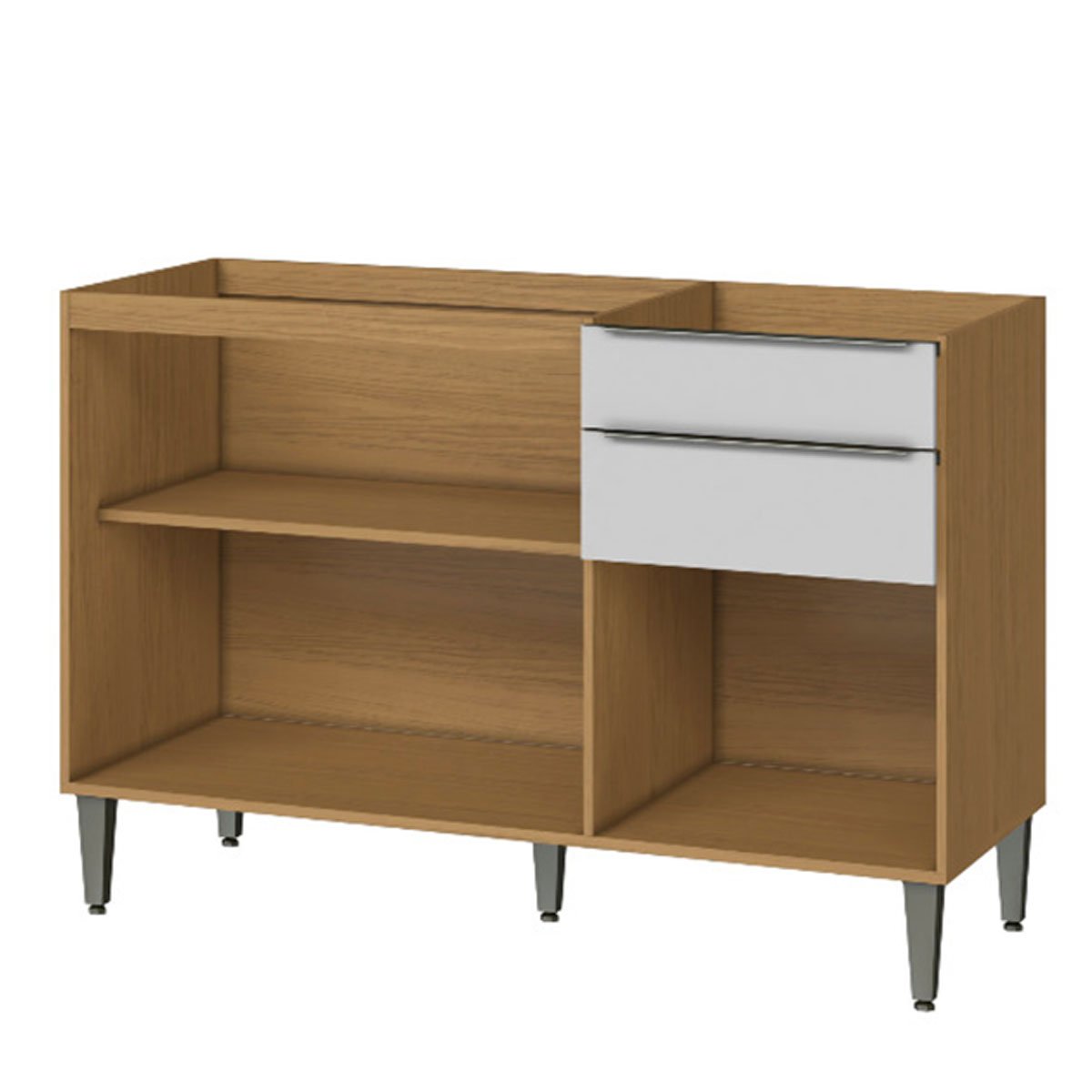 Balcão de Pia 100% MDF 3 Portas 2 Gavetas 120cm Luna Atacama/Branco