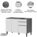 Balcão de Pia 100% MDF 3 Portas 2 Gavetas 120cm Luna Atacama/Branco