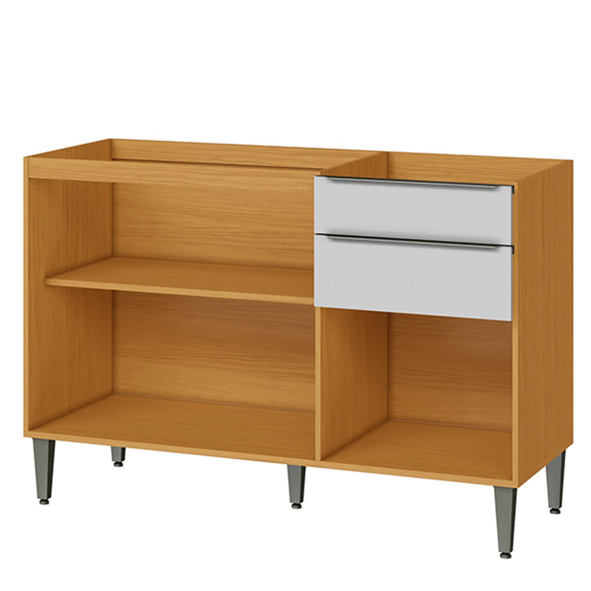 Balcão de Pia 100% MDF 3 Portas 2 Gavetas 120cm Luna Cinamomo/Branco