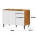 Balcão de Pia 100% MDF 3 Portas 2 Gavetas 120cm Luna Cinamomo/Branco