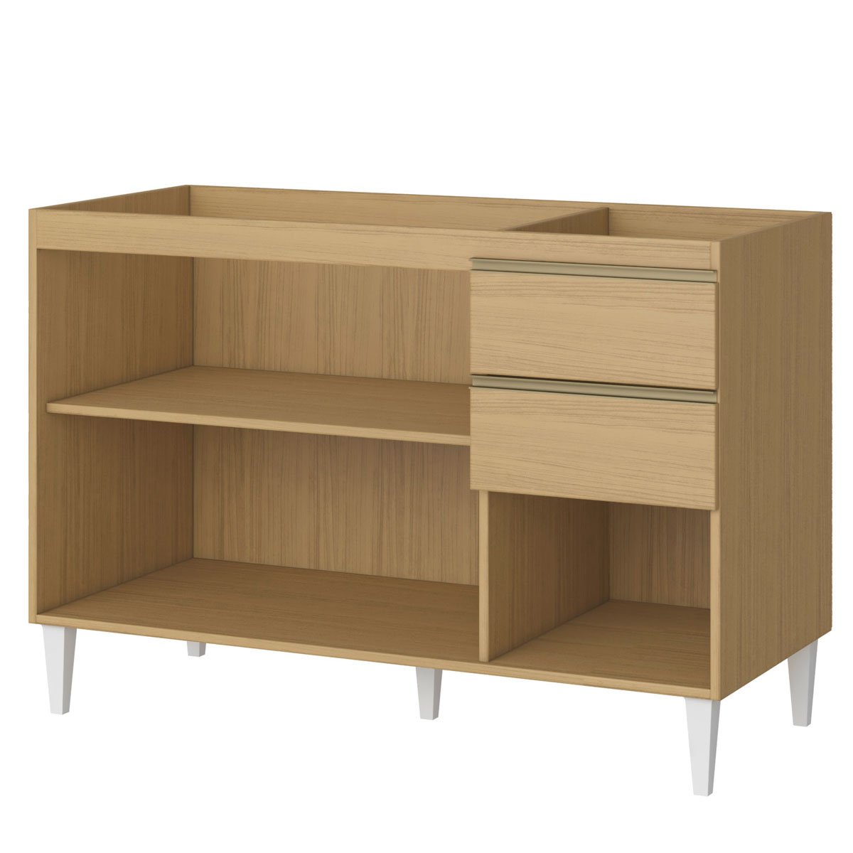 Balcão de Pia para Cozinha 120 cm 3 Portas 2 Gavetas Nevasca