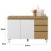 Balcão para Cozinha 120 cm 3 Portas 2 Gavetas Nevasca