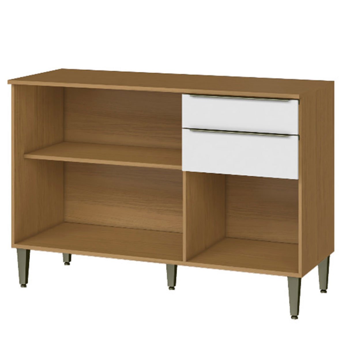 Balcão para Cozinha 120cm 100% MDF 3 Portas 2 Gavetas Luna Atacama/Branco
