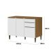 Balcão para Cozinha 120cm 100% MDF 3 Portas 2 Gavetas Luna Atacama/Branco