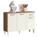 Balcão para Cozinha 120cm 3 Portas 1 Gaveta Halena Atacama/Off White