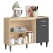 Balcão para Cozinha 120cm 3 Portas 1 Gaveta Halena Avena/Grafito
