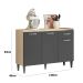 Balcão para Cozinha 120cm 3 Portas 1 Gaveta Halena Avena/Grafito