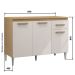 Balcão para Cozinha 120cm 3 Portas 1 Gaveta Valentina Atacama/Off White