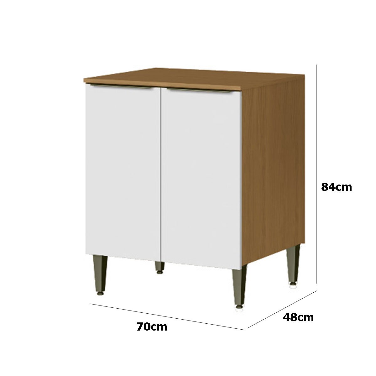 Balcão para Cozinha 70cm 2 Portas 100% MDF Luna Atacama/Branco