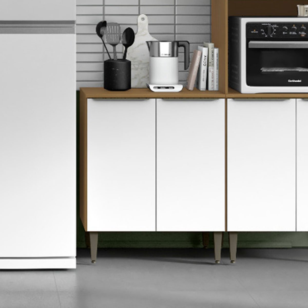 Balcão para Cozinha 70cm 2 Portas 100% MDF Luna Atacama/Branco