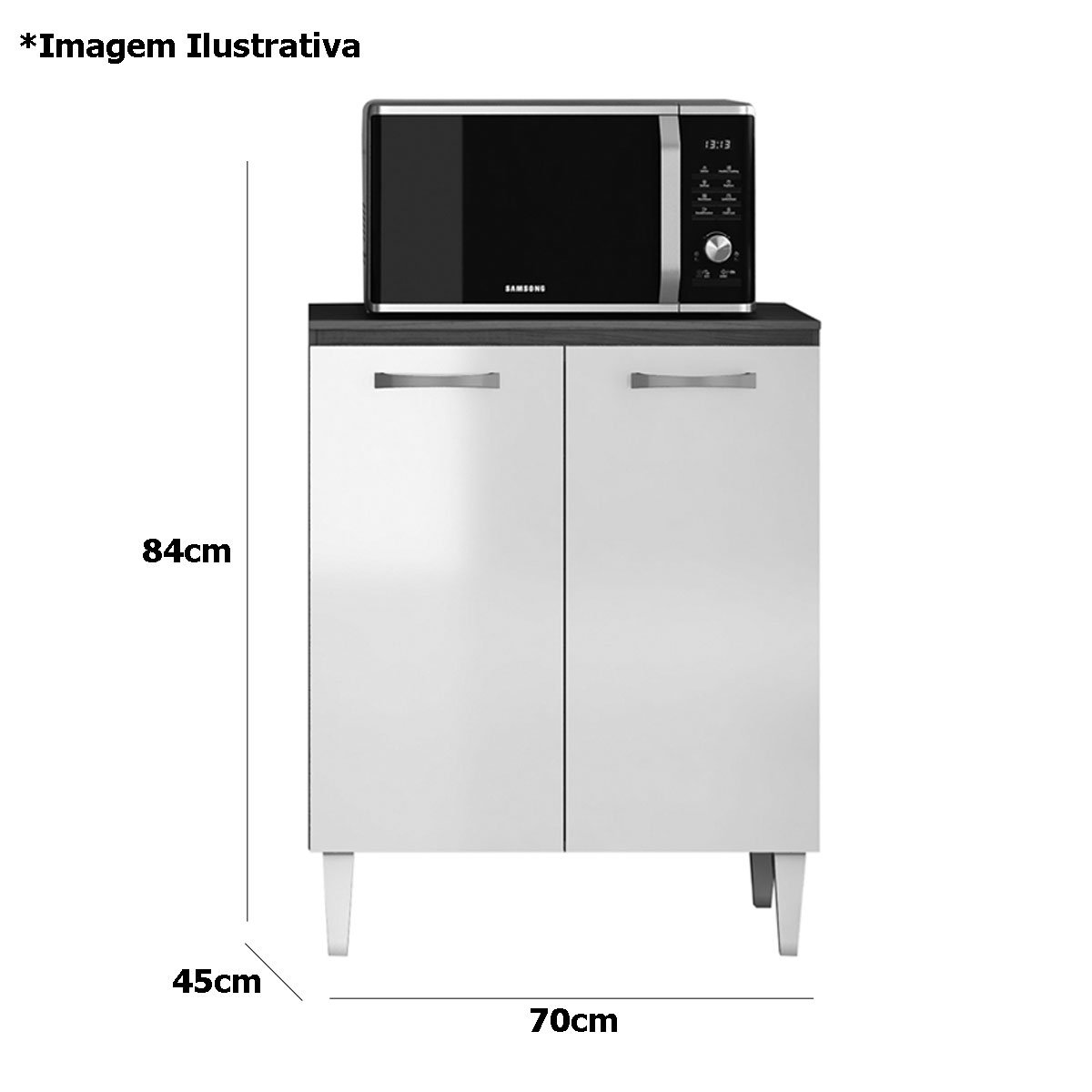 Balcão para Cozinha 70cm 2 Portas Halena Atacama/Off White