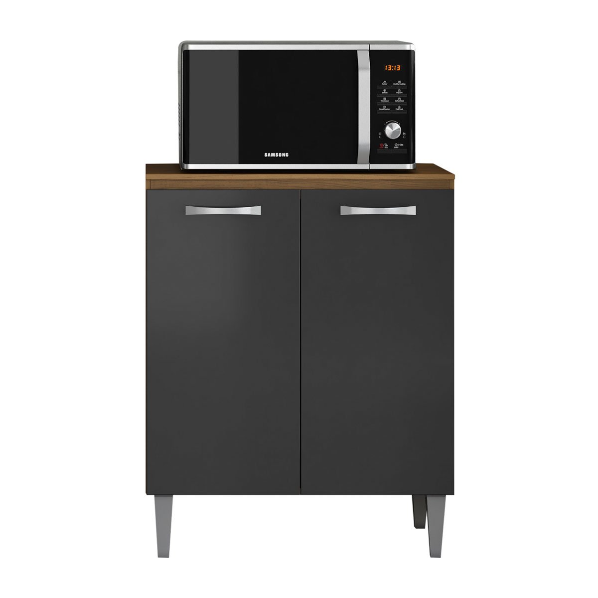 Balcão para Cozinha 70cm 2 Portas Halena Avena/Grafito