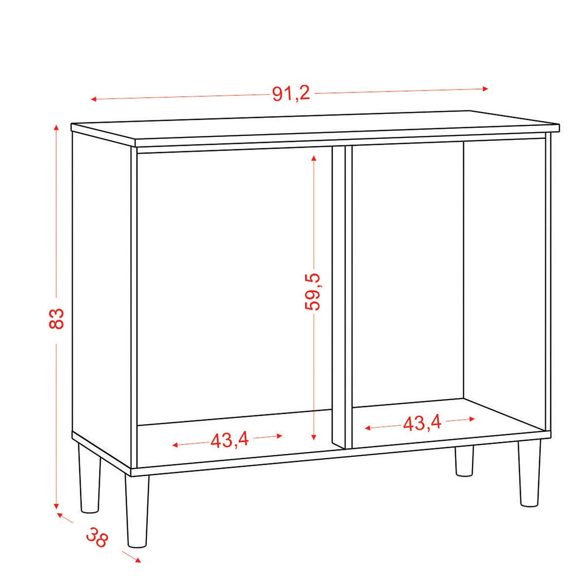 Balcão para Cozinha Pequeno 2 Portas Estelle Atacama/Off White