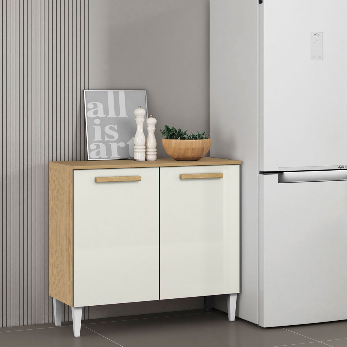 Balcão para Cozinha Pequeno 2 Portas Estelle Atacama/Off White