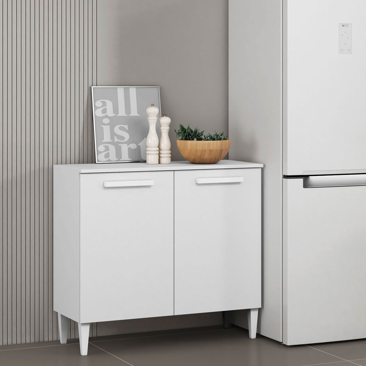 Balcão para Cozinha Pequeno 2 Portas Estelle Branco