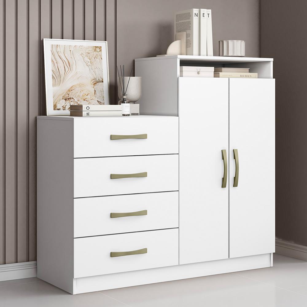 Cômoda Londres 2 Portas e 4 Gavetas Branco - Aramóveis