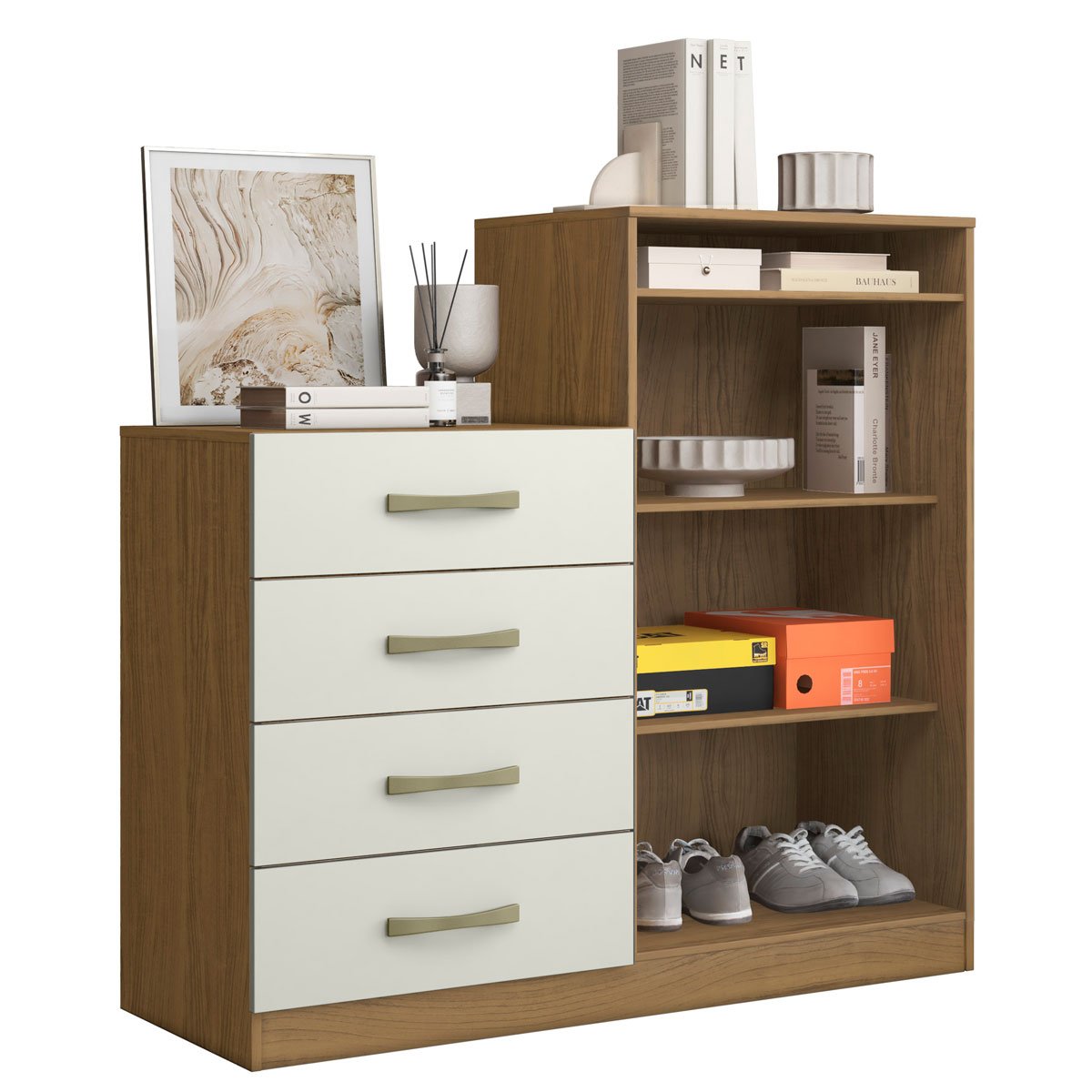 Cômoda Sapateira 2 Portas 4 Gavetas Lucy