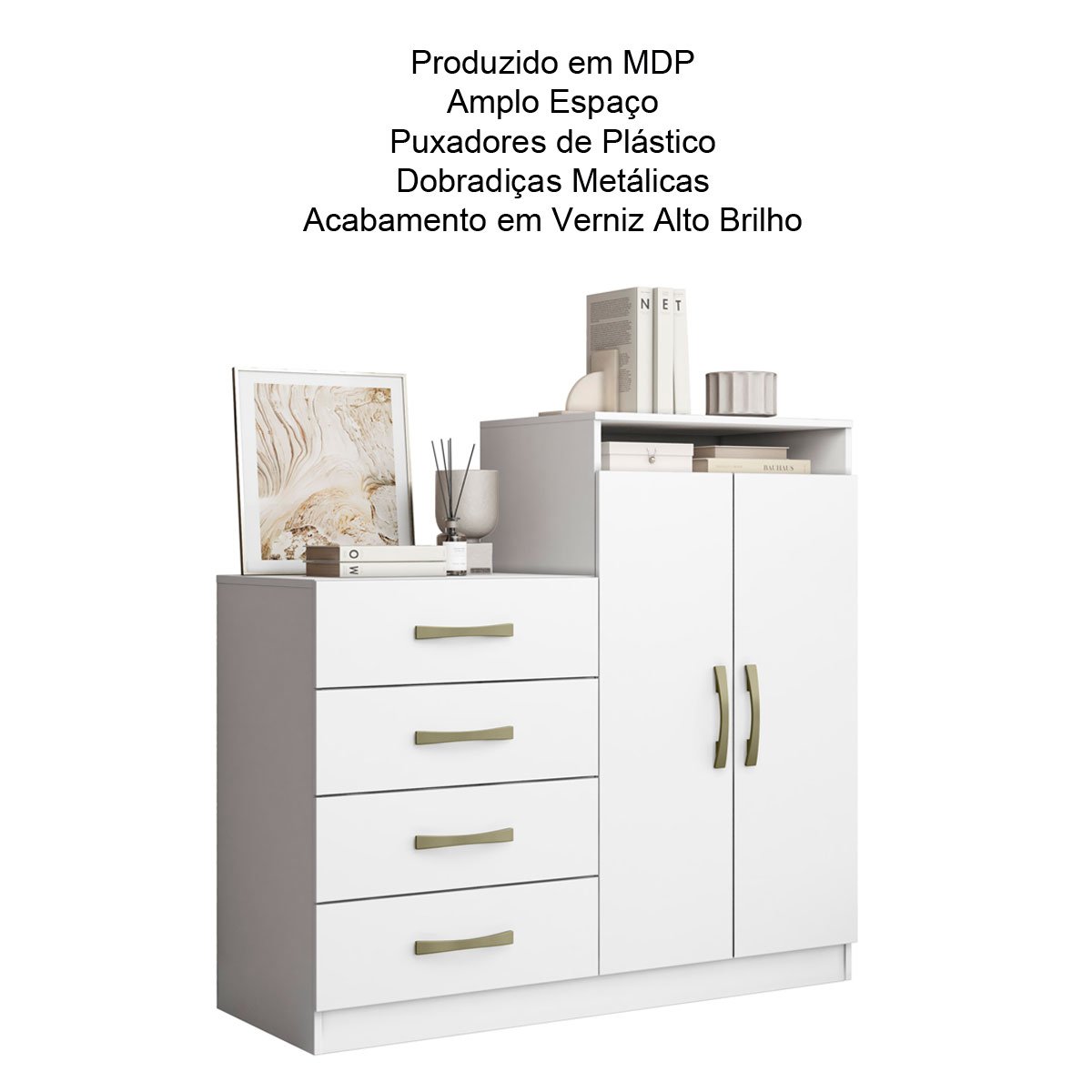 Cômoda Sapateira 2 Portas 4 Gavetas Lucy