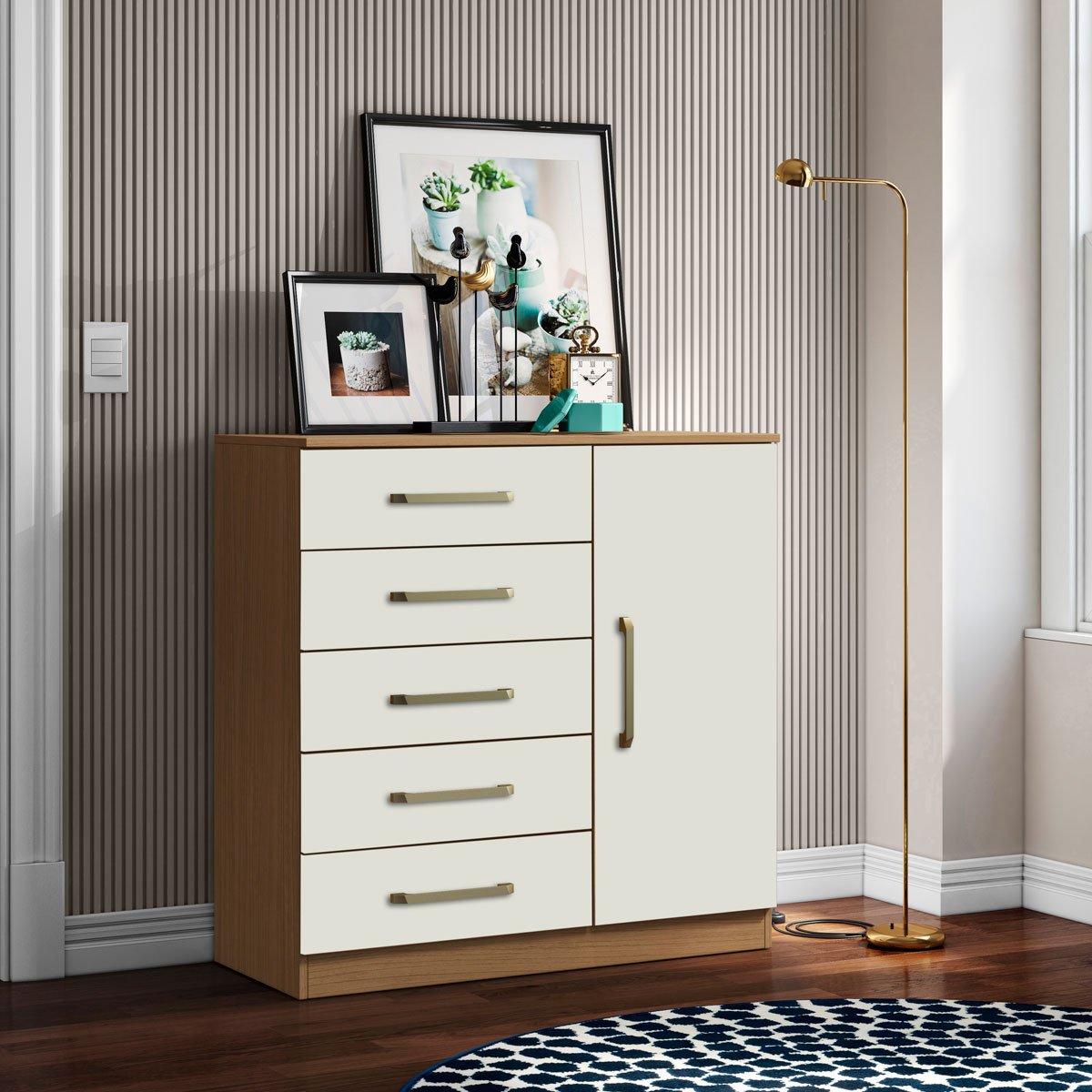 Cômoda Sapateira 5 Gavetas 1 Porta Lily