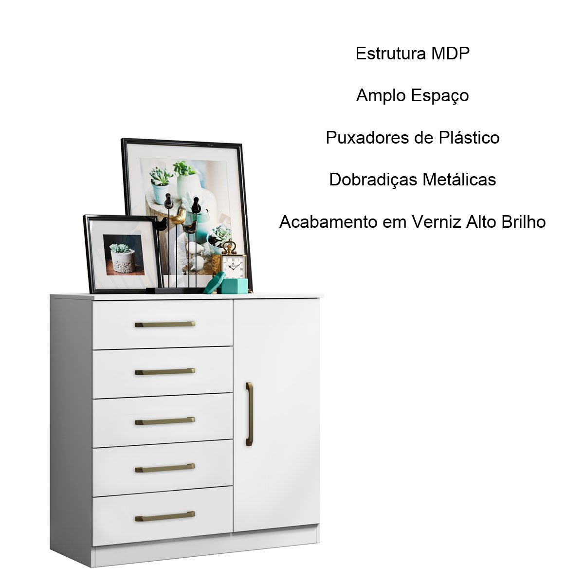 Cômoda Sapateira 5 Gavetas 1 Porta Lily