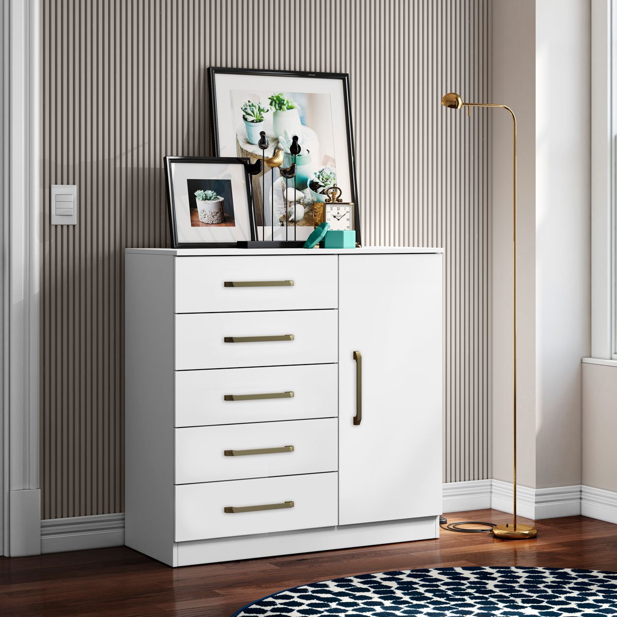 Cômoda Sapateira 5 Gavetas 1 Porta Lily