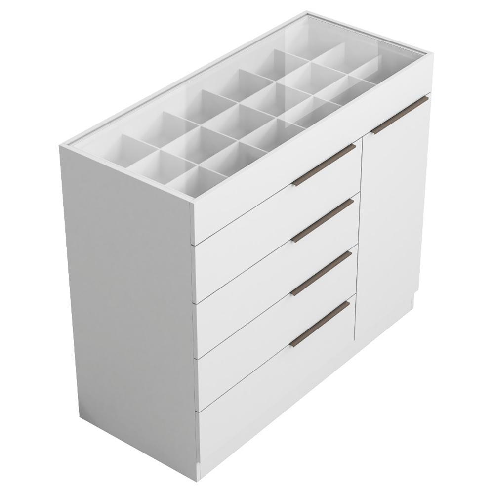 Cômoda Sevilha 1 Porta e 5 Gavetas com Porta Joias Branco - Aramóveis