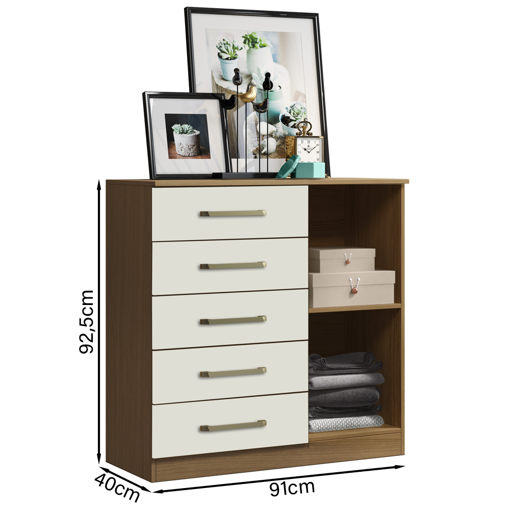 Comoda Mila 05 Gavetas 01 Porta 2014145 Atacama Off White ARMoveis