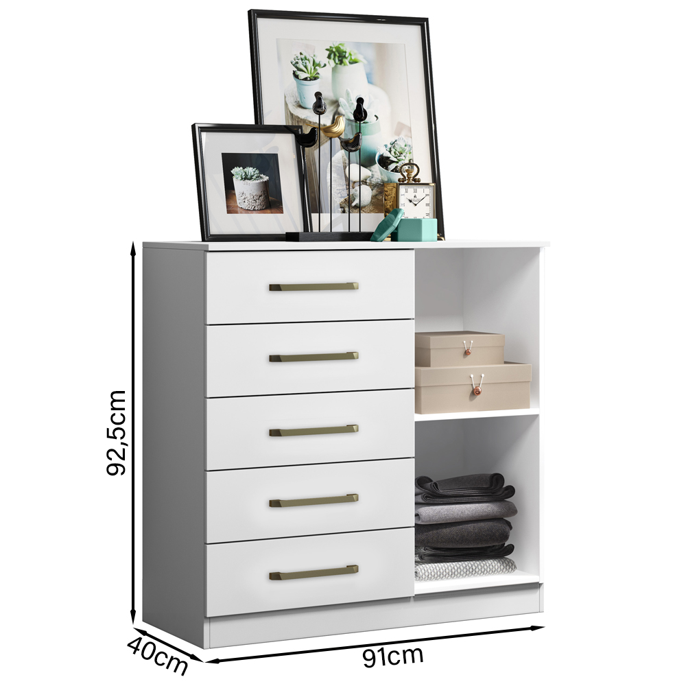 Comoda Mila 05 Gavetas 01 Porta 2014145 Branco ARMoveis