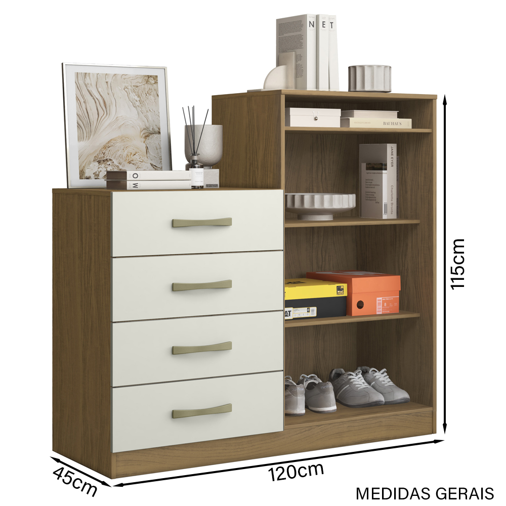 Comoda Sapateira 04 Gavetas 02 Portas 2004142 Atacama Off White ARMoveis