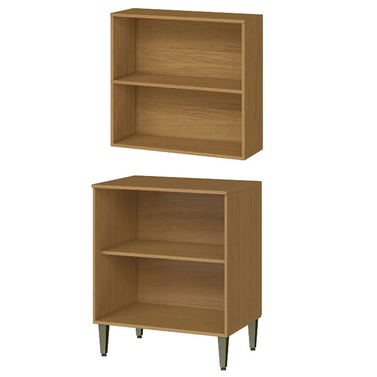 Conjunto Armário Aéreo e Balcão 100% MDF 2 Portas 70cm Luna Atacama/Branco