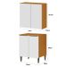 Conjunto Armário Aéreo e Balcão 100% MDF 2 Portas 70cm Luna Cinamomo/Branco