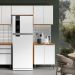 Conjunto Armário Aéreo e Balcão 100% MDF 2 Portas 70cm Luna Cinamomo/Branco