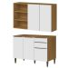 Conjunto Armário Aéreo e Balcão 120cm 100% MDF Luna Atacama/Branco