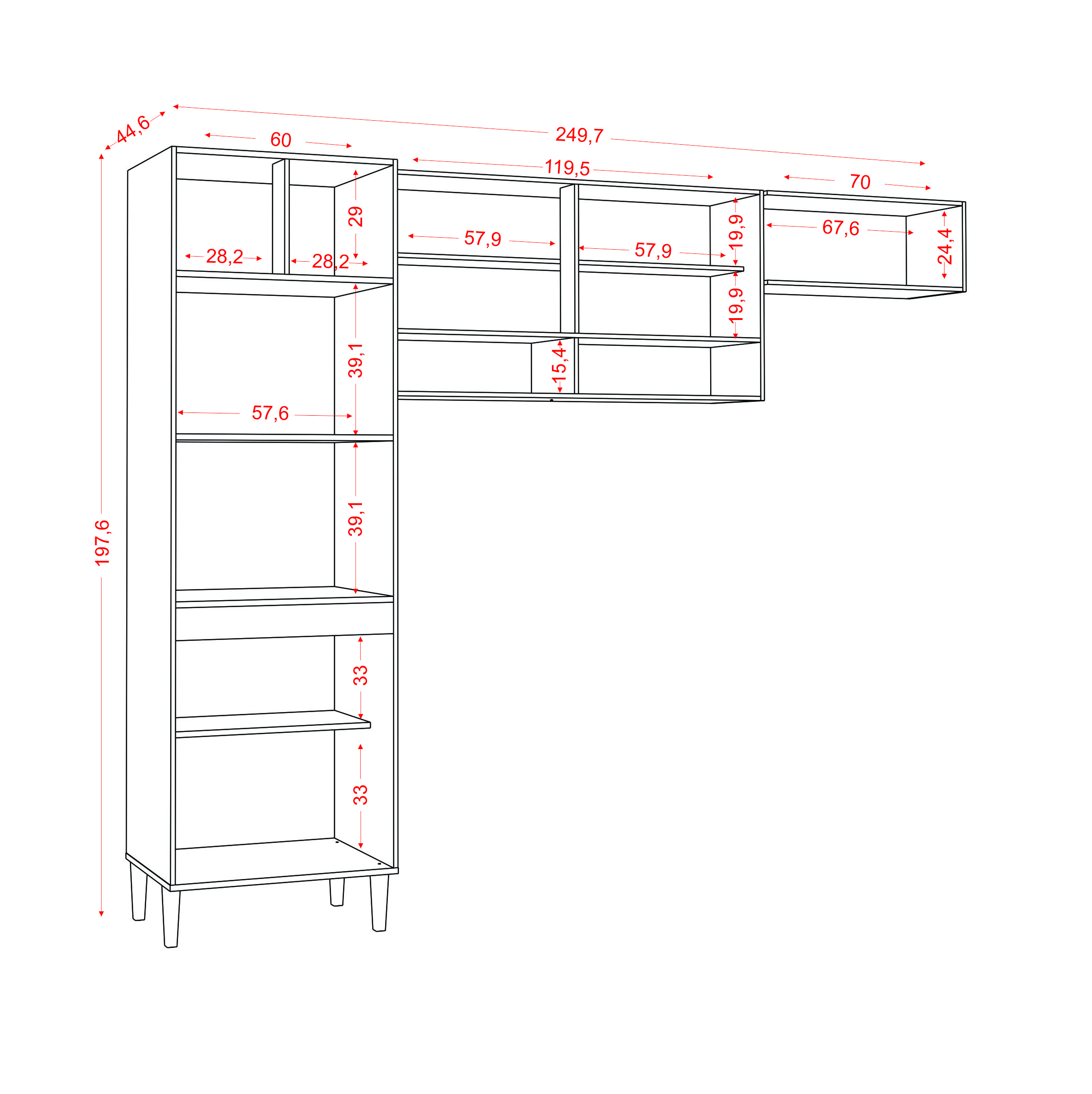 Cozinha Compacta 197cm 6 Portas Atacama Off White Armoveis