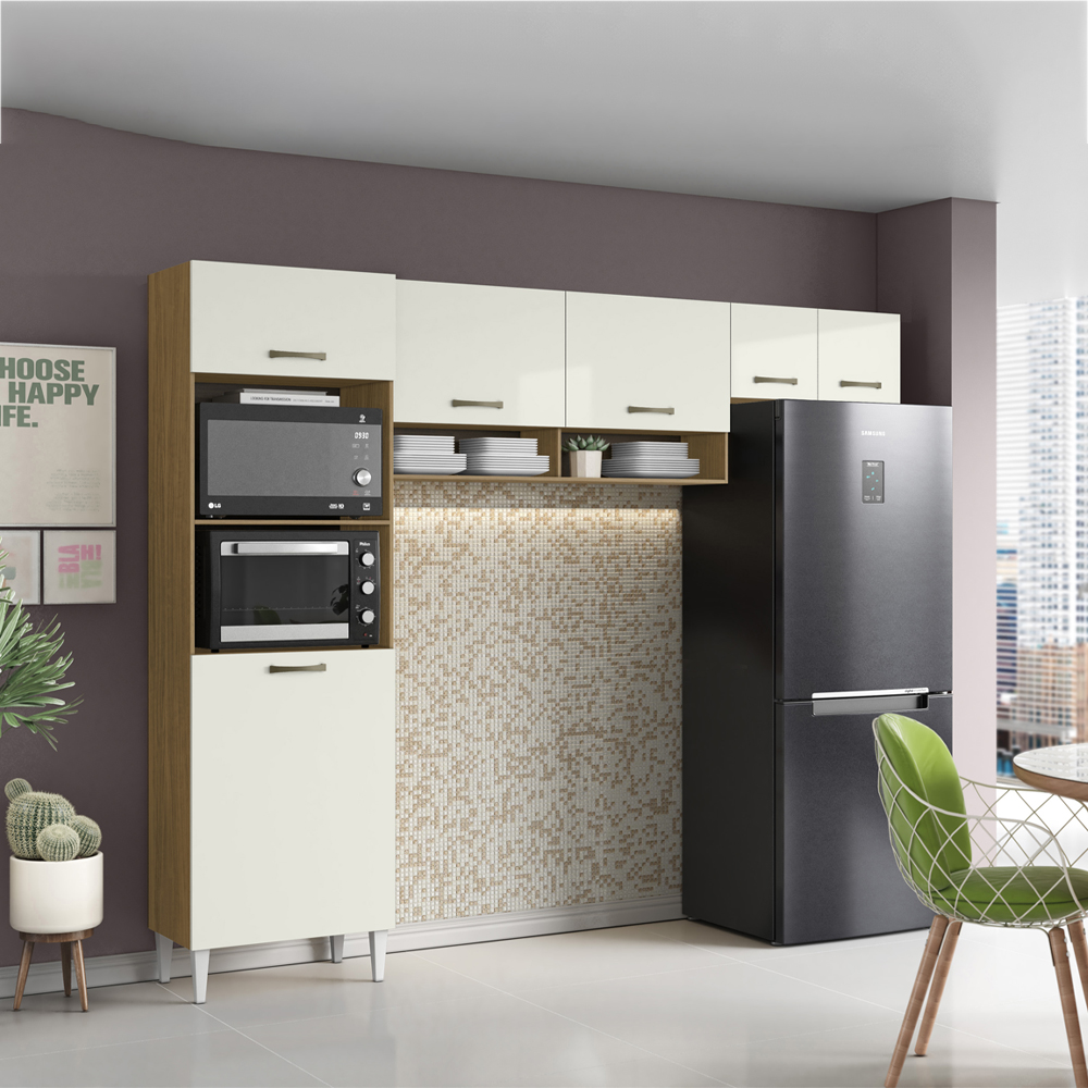Cozinha Compacta 197cm 6 Portas Atacama Off White Armoveis
