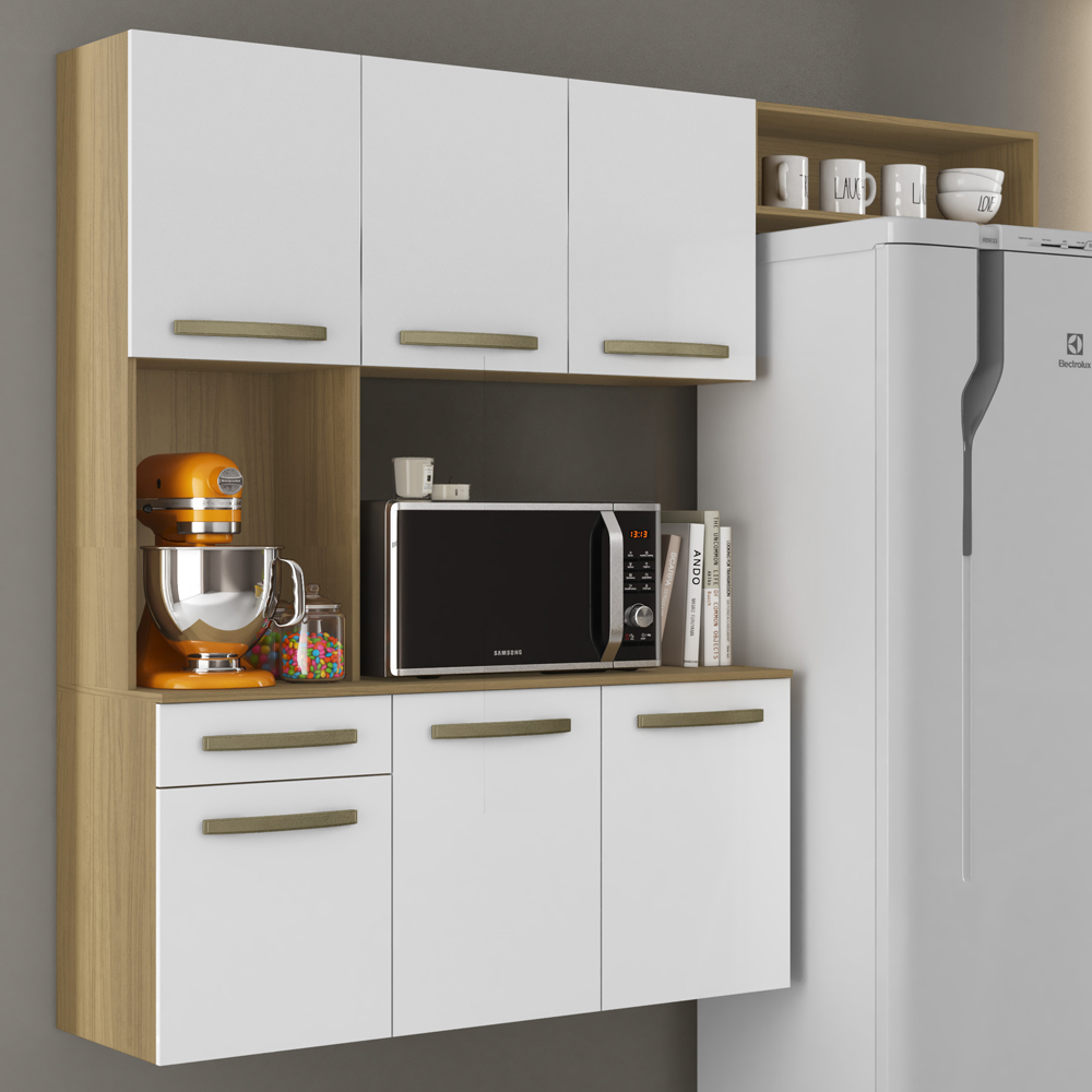 Cozinha Compacta Suspensa 06 Portas 01 Gv 2012245 Atacama Branco ARMoveis